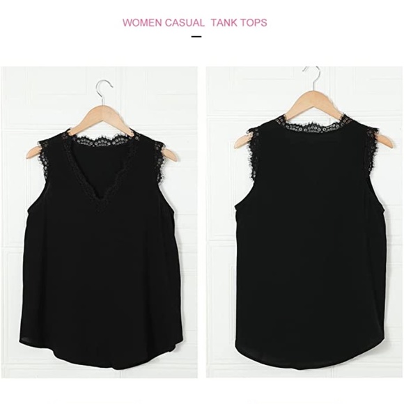 Womens Black vneck lace trim camisole size sm/ medium - Picture 4 of 4